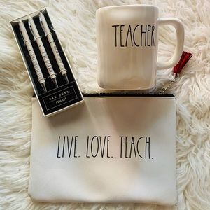 Rae Dunn teacher essentials. Mug, pens, pouch